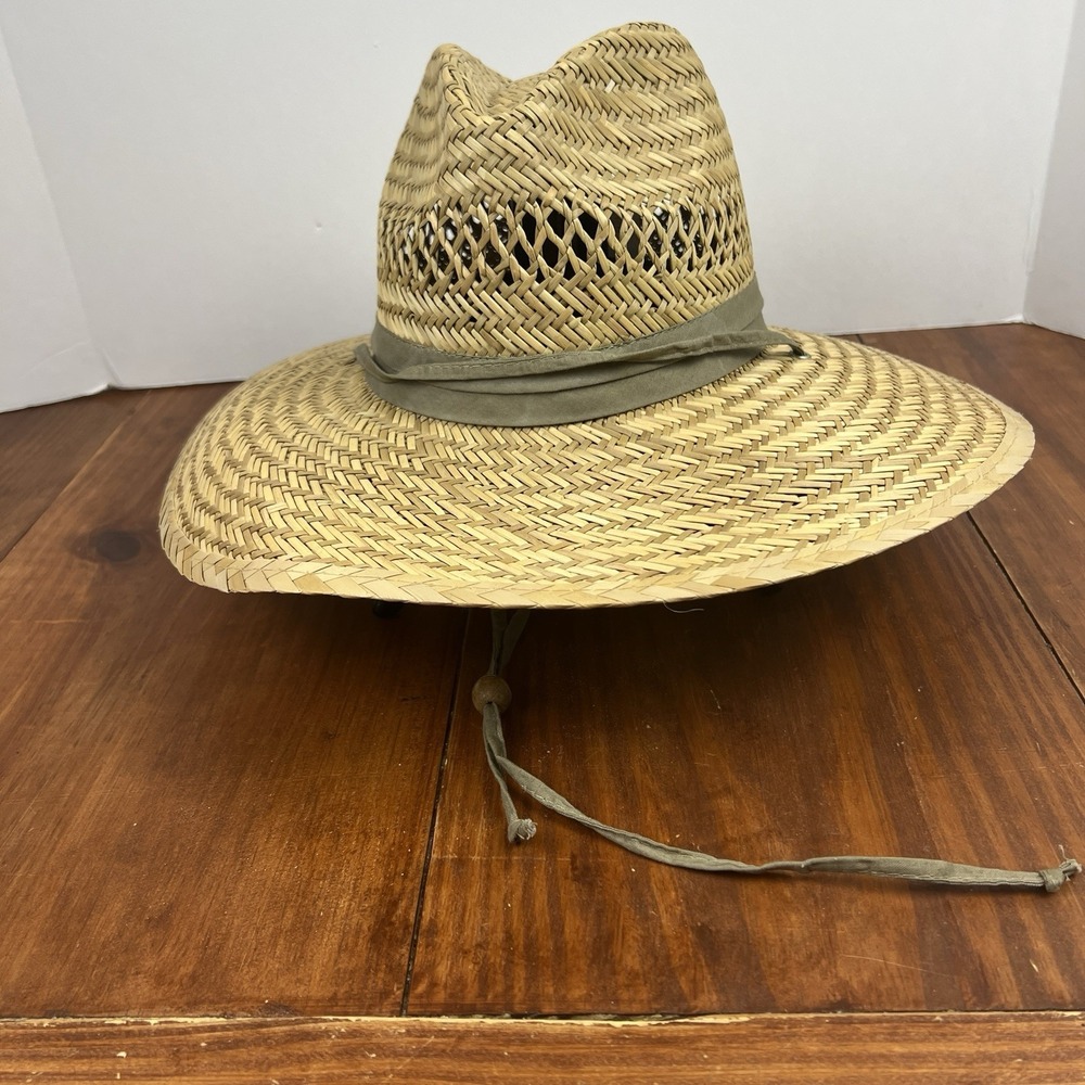 Dorfman Pacific Straw Hat Woven Panama Size M Wide Brim Golf DPC Chin Strap DPC
